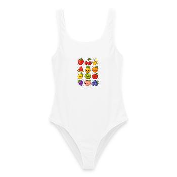 Kawaii Obst | Früchte & Sommer - Frauen Badeanzug - Weiß - Vorne - AI Model Female 172 dark (172cm)