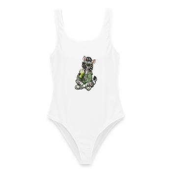 Süßes Zebra mit Matcha Latte - Frauen Badeanzug - Weiß - Vorne - AI Model Female 172 dark (172cm)