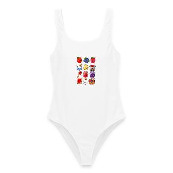 Kawaii Marmelade | Beeren & Einkochen - Frauen Badeanzug - Weiß - Vorne - AI Model Female 172 dark (172cm)