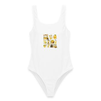 Kawaii Limonade | Zitrone & Sommer - Frauen Badeanzug - Weiß - Vorne - AI Model Female 172 dark (172cm)