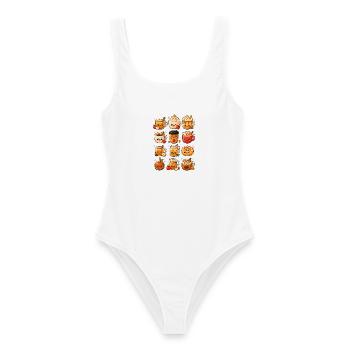 Kawaii Apfel & Zimt | Herbstgetränke - Frauen Badeanzug - Weiß - Vorne - AI Model Female 172 dark (172cm)