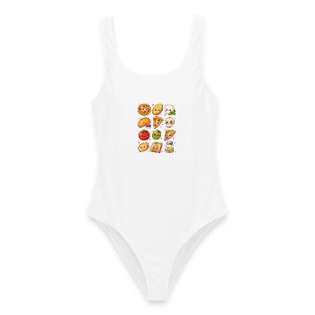 Kawaii Pizza | Italienisches Essen - Frauen Badeanzug - Weiß - Vorne - AI Model Female 172 dark (172cm)
