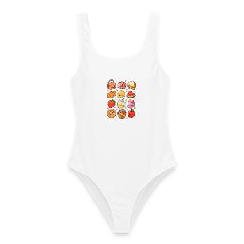 Kawaii Picknick | Sommer & Outdoor - Frauen Badeanzug - Weiß - Vorne - AI Model Female 172 dark (172cm)