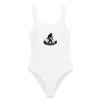 Bigfoot hält Kanada-Gäns-Silhouetten-Design - Frauen Badeanzug - Weiß - Vorne - AI Model Female 172 dark (172cm)