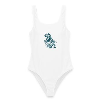 Tea Rex Teetasse Komet Dinosaurier Wortspiel - Frauen Badeanzug - Weiß - Vorne - AI Model Female 172 dark (172cm)