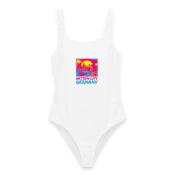 Witten Germany Retrowave City Pop Aesthetics - Frauen Badeanzug - Weiß - Vorne - AI Model Female 172 dark (172cm)