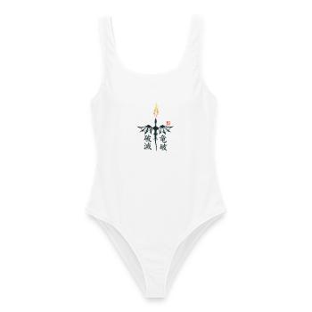 Drachenfeuer Kanji Drache - Frauen Badeanzug - Weiß - Vorne - AI Model Female 172 dark (172cm)