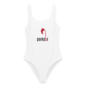 Parkour Red Freerunner Flip Silhouette Graphic - Frauen Badeanzug - Weiß - Vorne - AI Model Female 172 dark (172cm)