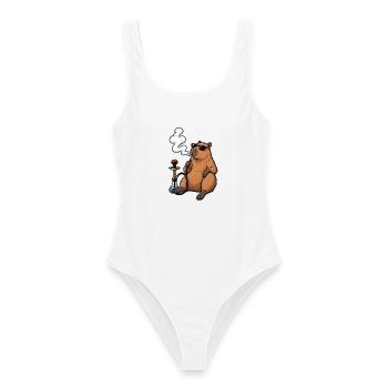 Entspanntes Capybara mit Shisha - Frauen Badeanzug - Weiß - Vorne - AI Model Female 172 dark (172cm)
