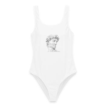 Michelangelo Buonarroti David ASCII-Porträt - Frauen Badeanzug - Weiß - Vorne - AI Model Female 172 dark (172cm)