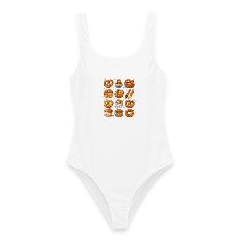 Kawaii Brezeln | Laugengebäck & Snack - Frauen Badeanzug - Weiß - Vorne - AI Model Female 172 dark (172cm)