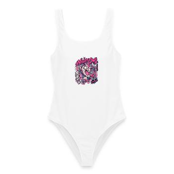NachtEule Neon Punk Schlaflos - Frauen Badeanzug - Weiß - Vorne - AI Model Female 172 dark (172cm)