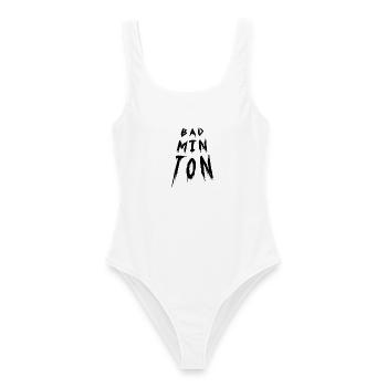 Badminton Typography  - Frauen Badeanzug - Weiß - Vorne - AI Model Female 172 dark (172cm)