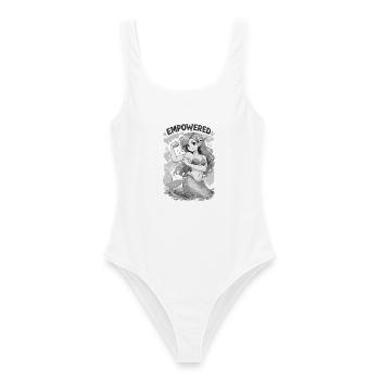 Empowered Mermaid – Starke Meerjungfrau Power - Frauen Badeanzug - Weiß - Vorne - AI Model Female 172 dark (172cm)