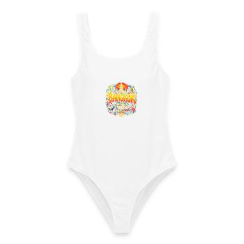 Bangkok Neon Tropenzauber - Frauen Badeanzug - Weiß - Vorne - AI Model Female 172 dark (172cm)