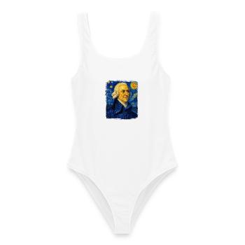 Adam Smith Sternennächte - Frauen Badeanzug - Weiß - Vorne - AI Model Female 172 dark (172cm)