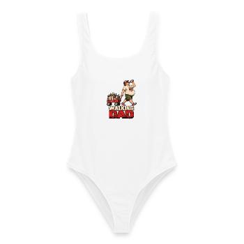 Walking Dad – Lustiger Papa & Bier Spruch - Frauen Badeanzug - Weiß - Vorne - AI Model Female 172 dark (172cm)