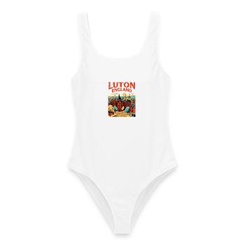 Vintage Illustrated Luton England City Skyline - Frauen Badeanzug - Weiß - Vorne - AI Model Female 172 dark (172cm)