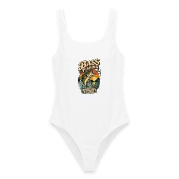 Bassangeln Retro-Sonnenuntergang - Frauen Badeanzug - Weiß - Vorne - AI Model Female 172 dark (172cm)