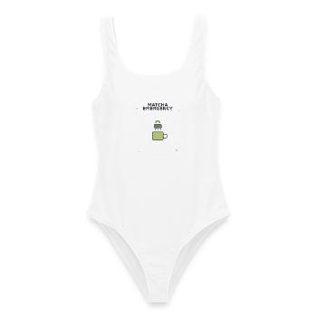 Matcha Notfall Sicherheits-Logo - Frauen Badeanzug - Weiß - Vorne - AI Model Female 172 dark (172cm)