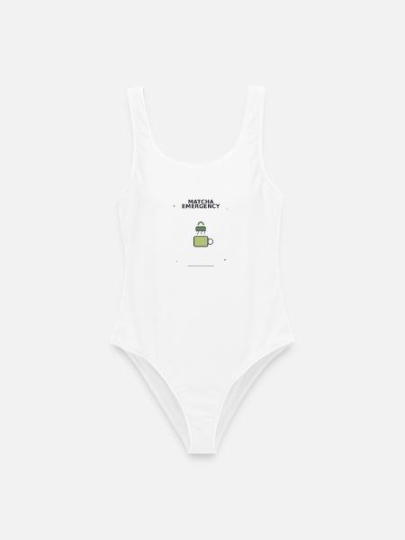 Matcha Notfall Sicherheits-Logo - Frauen Badeanzug - Weiß