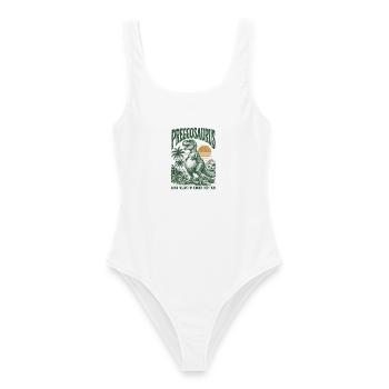 Preggosaurus Babyparty Baby Dino Mama Schwanger - Frauen Badeanzug - Weiß - Vorne - AI Model Female 172 dark (172cm)
