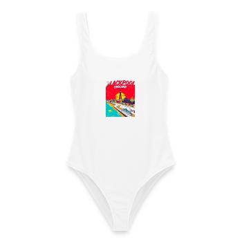 City Blackpool England Seaside Retro Skyline - Frauen Badeanzug - Weiß - Vorne - AI Model Female 172 dark (172cm)