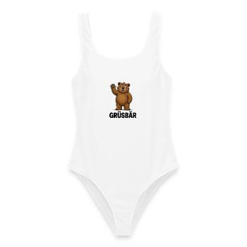 GRÜSBÄR Lustiger Teddybär Für Kinder Bärenfreunde - Frauen Badeanzug - Weiß - Vorne - AI Model Female 172 dark (172cm)
