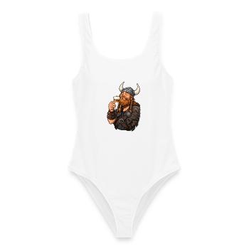 Wikinger mit Latte Macchiato - Frauen Badeanzug - Weiß - Vorne - AI Model Female 172 dark (172cm)