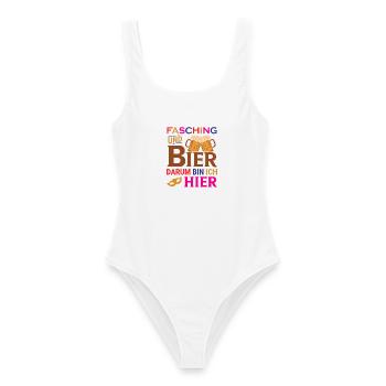 Fasching und Bier darum bin ich hier - Frauen Badeanzug - Weiß - Vorne - AI Model Female 172 dark (172cm)