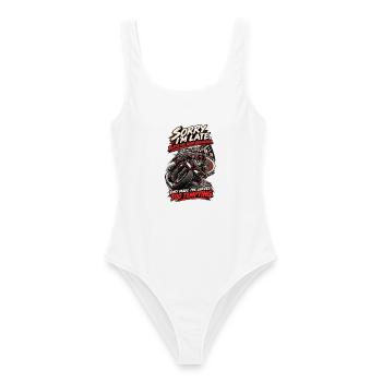 Entschuldigung, dass ich zu spät bin – lustiger Biker Curves Skull Motorcyc - Frauen Badeanzug - Weiß - Vorne - AI Model Female 172 dark (172cm)