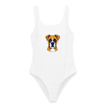 Boxer Hund - Frauen Badeanzug - Weiß - Vorne - AI Model Female 172 dark (172cm)