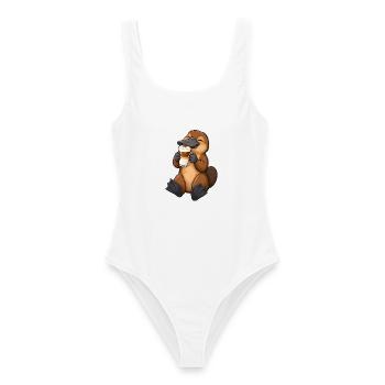 Schnabeltier mit Latte Macchiato - Frauen Badeanzug - Weiß - Vorne - AI Model Female 172 dark (172cm)