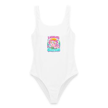 Axolotl am Strand mit Sonnenbrille - Frauen Badeanzug - Weiß - Vorne - AI Model Female 172 dark (172cm)