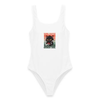 Dark Coffee Darker Soul genervte Katze Retro Kaffe - Frauen Badeanzug - Weiß - Vorne - AI Model Female 172 dark (172cm)