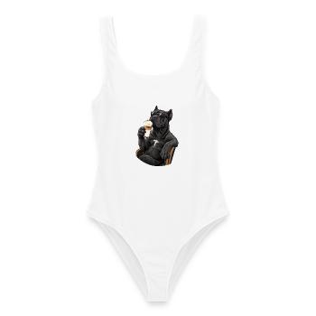 Cane Corso mit Latte Macchiato - Frauen Badeanzug - Weiß - Vorne - AI Model Female 172 dark (172cm)