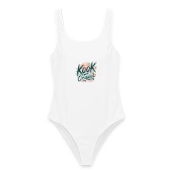Kook Original Surf Aquarell Sonnenuntergangspalmen - Frauen Badeanzug - Weiß - Vorne - AI Model Female 172 dark (172cm)