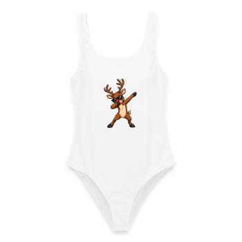 Rentier Dab Dance – Lustiges Weihnachtsmotiv - Frauen Badeanzug - Weiß - Vorne - AI Model Female 172 dark (172cm)