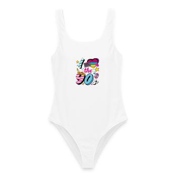 I Love the 90s Retro Nostalgie Party Spruch - Frauen Badeanzug - Weiß - Vorne - AI Model Female 172 dark (172cm)