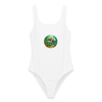 Manatee Mother and Calf Underwater  - Frauen Badeanzug - Weiß - Vorne - AI Model Female 172 dark (172cm)