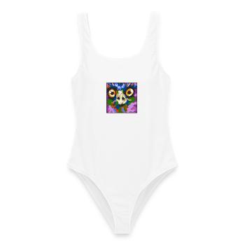 Buntes Tiergeist-Maske Kunstdruck - Frauen Badeanzug - Weiß - Vorne - AI Model Female 172 dark (172cm)