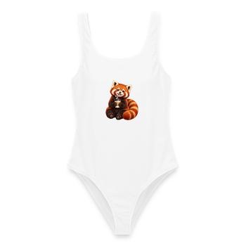 Kaffeeliebender roter Panda - Frauen Badeanzug - Weiß - Vorne - AI Model Female 172 dark (172cm)