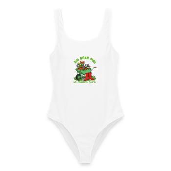 Garten Blumen Frühling Büro Lustiger Spruch - Frauen Badeanzug - Weiß - Vorne - AI Model Female 172 dark (172cm)