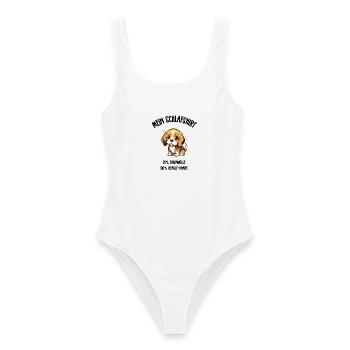 Süßer Beagle Welpe Schlafshirt Kulleraugen - Frauen Badeanzug - Weiß - Vorne - AI Model Female 172 dark (172cm)