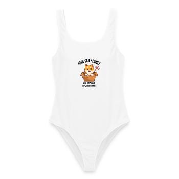 Shiba Inu Schlafshirt Kawaii Herz - Frauen Badeanzug - Weiß - Vorne - AI Model Female 172 dark (172cm)