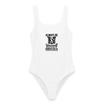 Border Collie Spruch Lustig Border Collie Geschenk - Frauen Badeanzug - Weiß - Vorne - AI Model Female 172 dark (172cm)