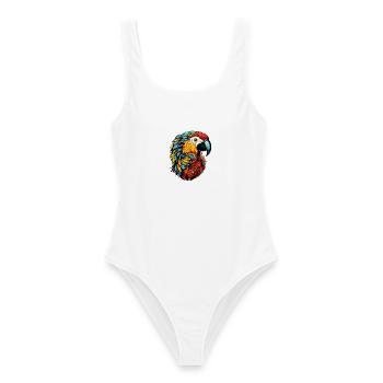 Papagei Ara Kopf Bunt - Frauen Badeanzug - Weiß - Vorne - AI Model Female 172 dark (172cm)