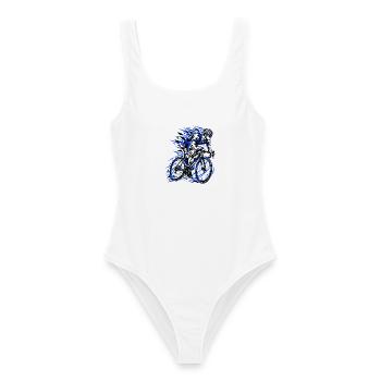 Blauer Sprint Radfahrer Grafik - Frauen Badeanzug - Weiß - Vorne - AI Model Female 172 dark (172cm)