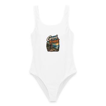 Gravel ist Freiheit Patch Geschenkidee  - Frauen Badeanzug - Weiß - Vorne - AI Model Female 172 dark (172cm)