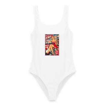 Rockabilly Pin Up: Life is Better at the Diner - Frauen Badeanzug - Weiß - Vorne - AI Model Female 172 dark (172cm)